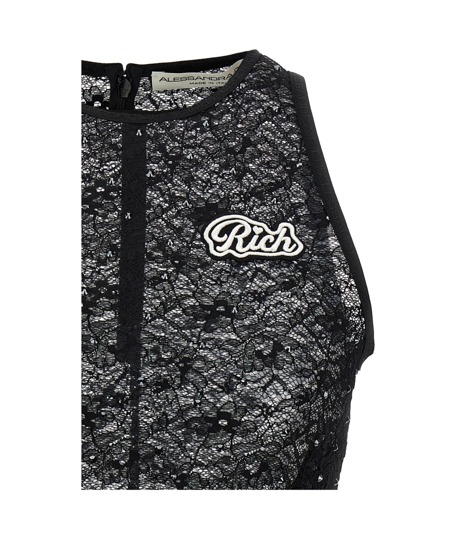 Alessandra Rich Rhinestone Lace Top | italist