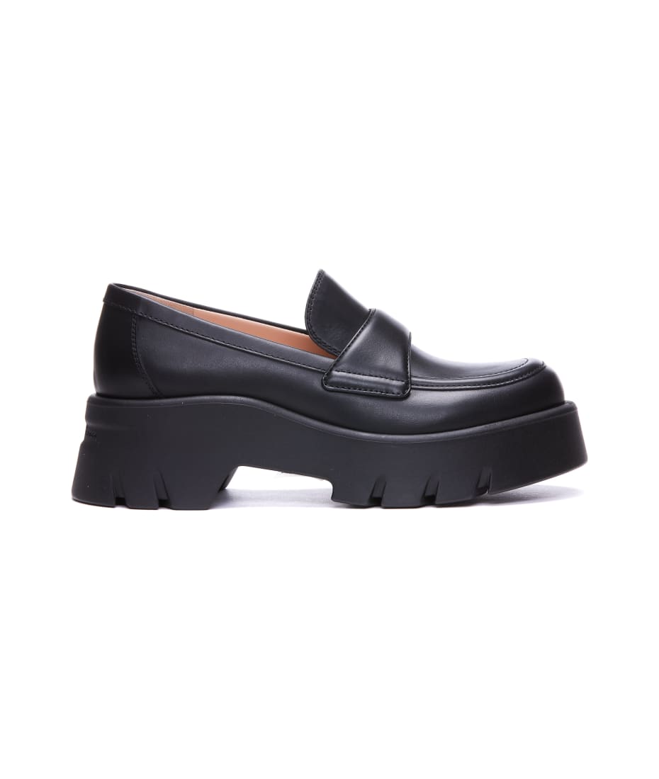 【関税込み】Gianvito Rossi ブラック Farren ローファー Farren leather platform penny loafers in black - Gianvito