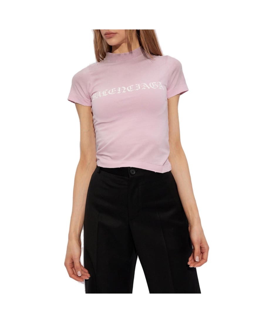 BALENCIAGA GOTHIC TYPE SHRUNK Tシャツ Balenciaga Gothic Type Shrunk T-Shirt Bodycon Fit | Saks