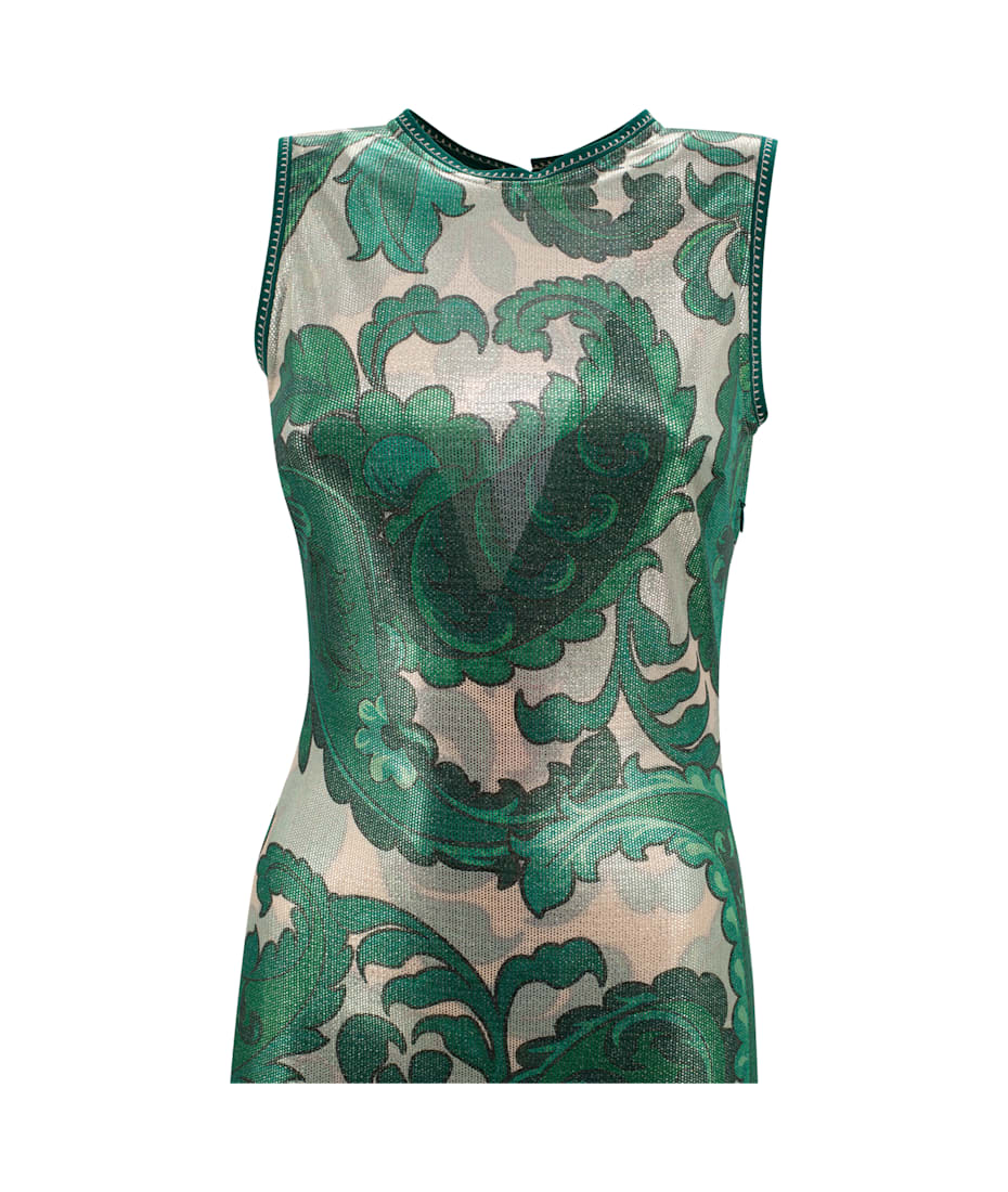 Etro Laminated Jersey Dress With Maxi Print | italist