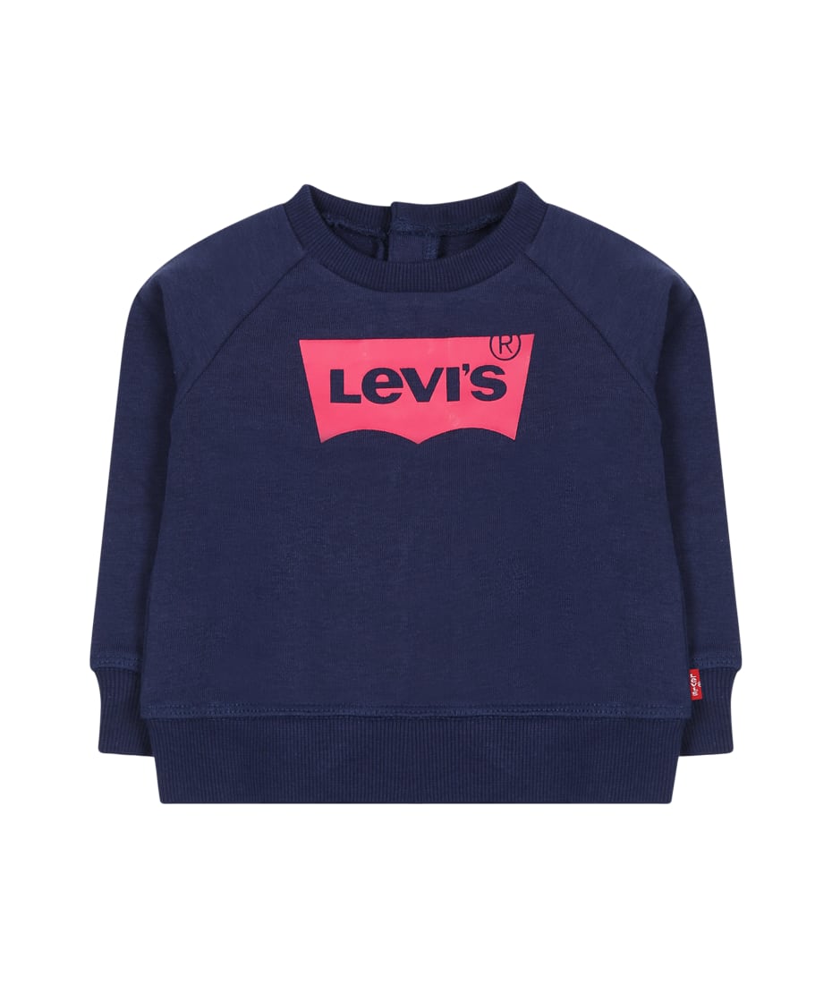 Levi's Blue Sweatshirt For Baby Girl With Logo italist, ALWAYS