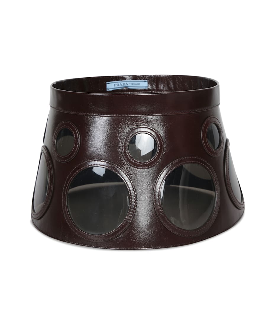 ハット PRADA SS25 Dark brown leather hat (1HV0292HHU F0003) Prada Dark Brown Leather Hat | italist
