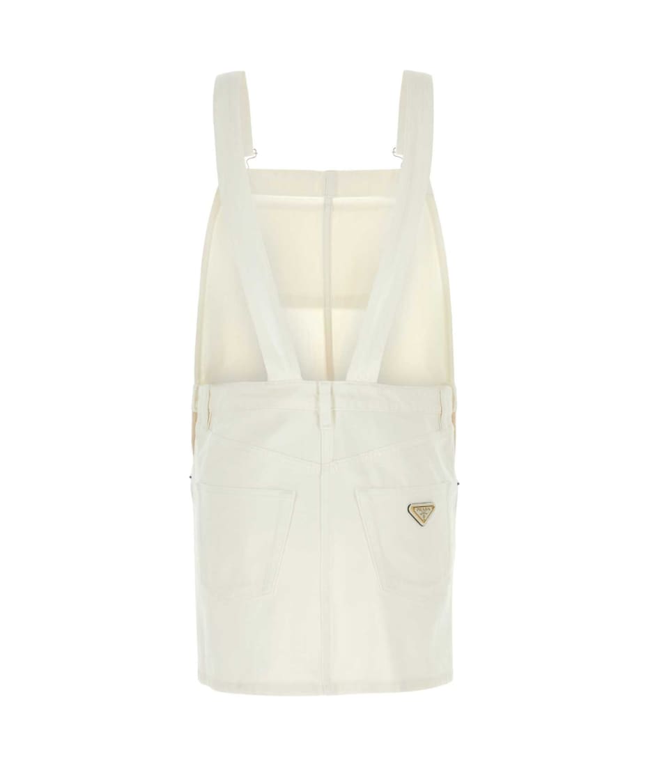 Prada White Denim Dungarees Dress | italist