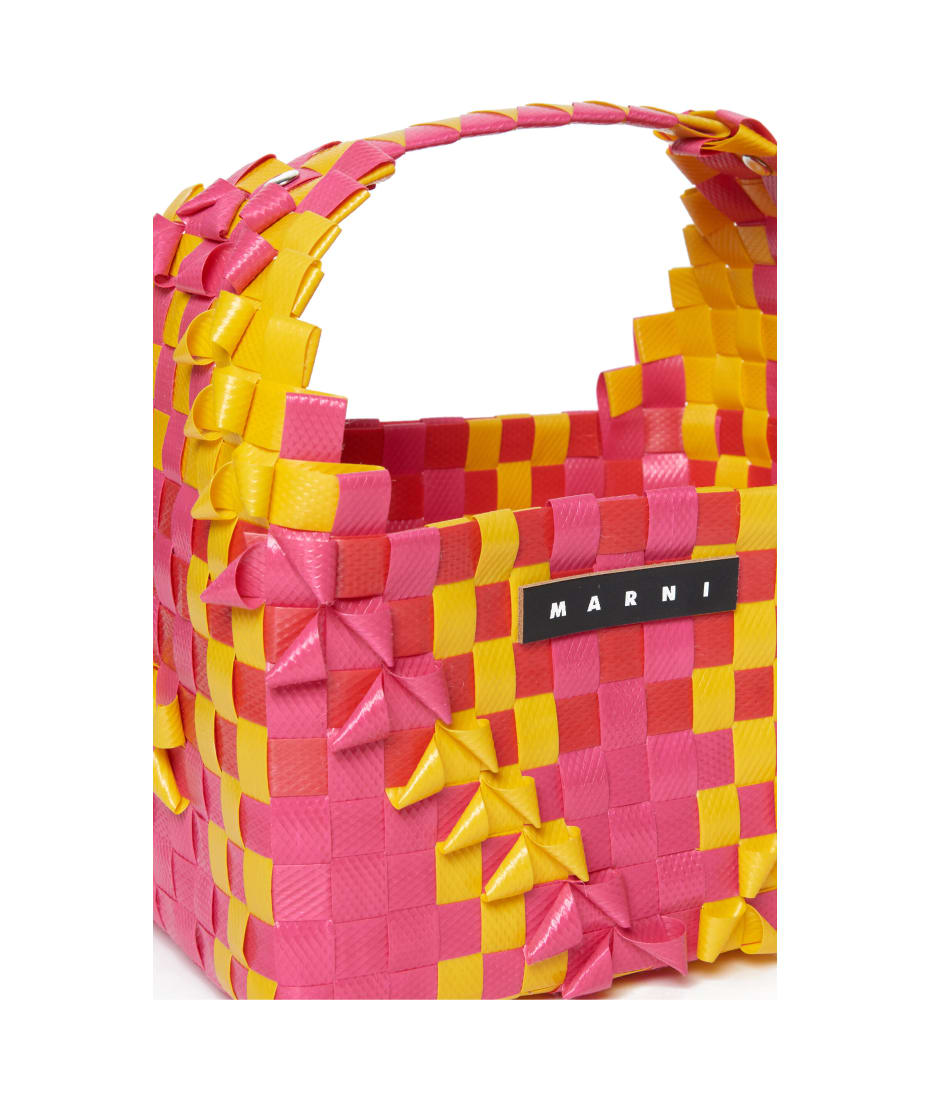 Marni Mw80f Rainbow Bag Bags Marni Fuchsia Woven Rainbow Bag With Single Handle And Applied Logo - Bright fuxya