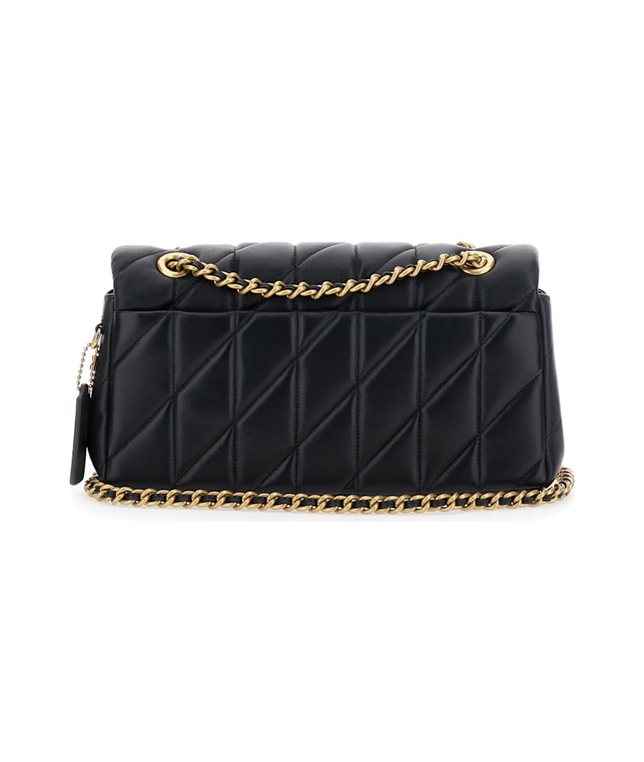 Coach 'tabby 26' Black Quilted Crossbody Bag With Chain-link