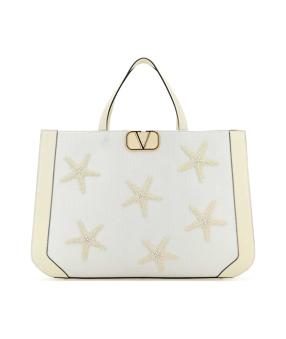 トートバッグ VALENTINO WHITE VALENTINO GARAVANI ESCAPE SHOPPING BAG White Fabric Valentino Garavani Escape Shopping Bag