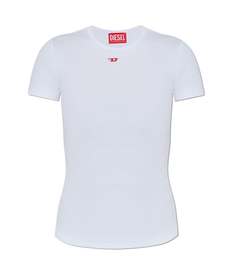 ★DIESEL★ T Elle Long D T-shirt White A149610EJAI100 Women's T-shirt with D logo patch | White | Diesel