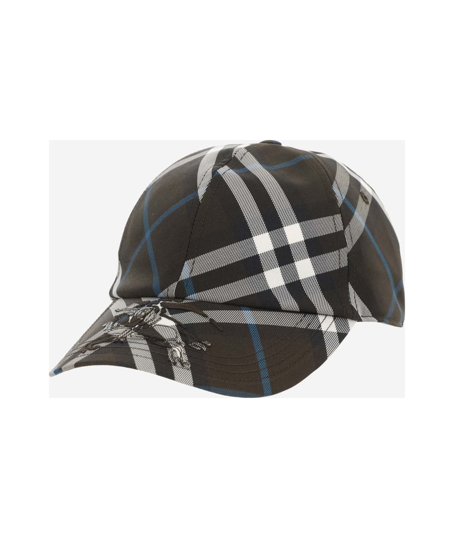 Burberry 'check' Dark Green Polyester Baseball Cap italist