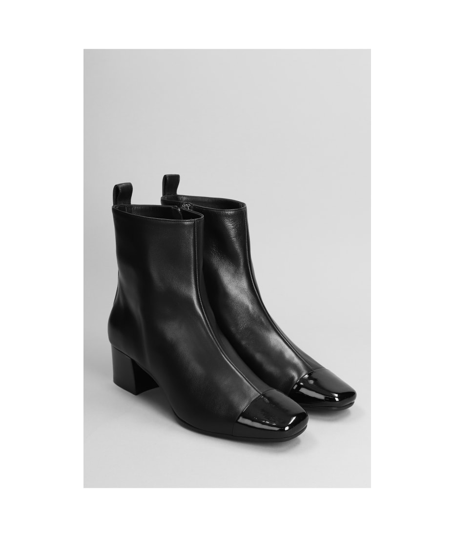 Carel Estime Bis Low Heels Ankle Boots In Black Leather