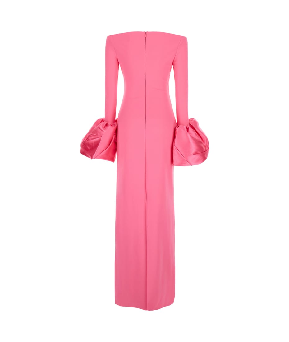 Solace London 'talia' Maxi Pink Dress With Oversized Cuffs In