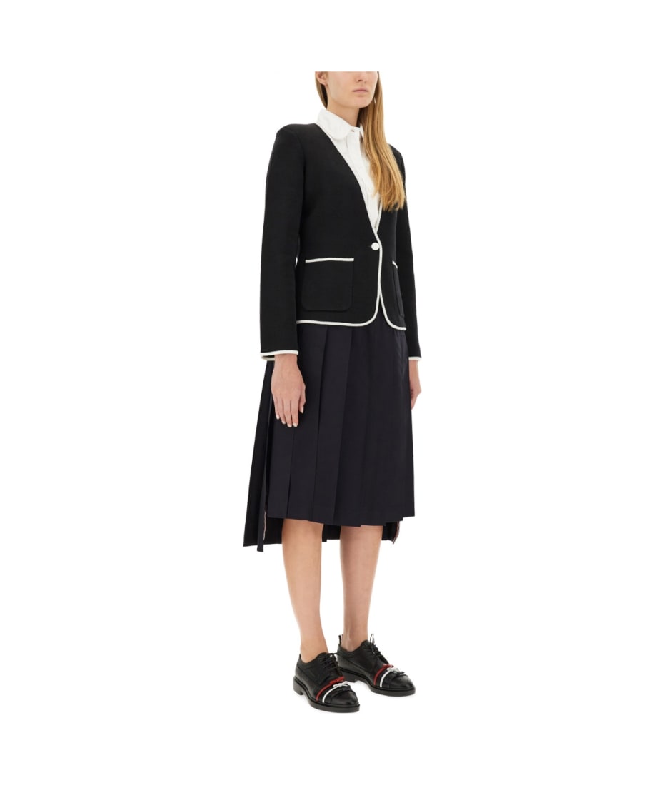 【関税&送料込】Thom Browne Single-Breasted Collarless Jacke Thom Browne Single-breasted Collarless Jacket | italist
