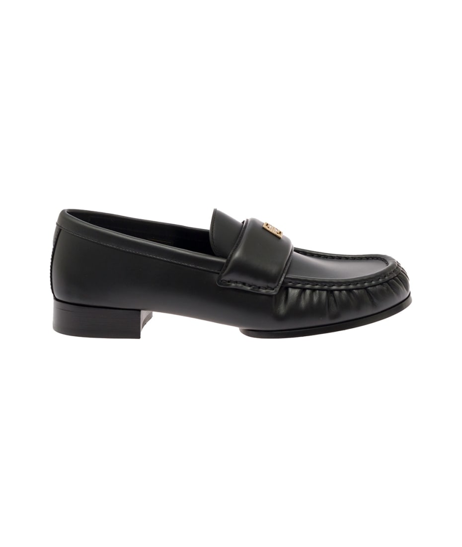 Givenchy Black Loafers With Logo Detail In Smooth Leather