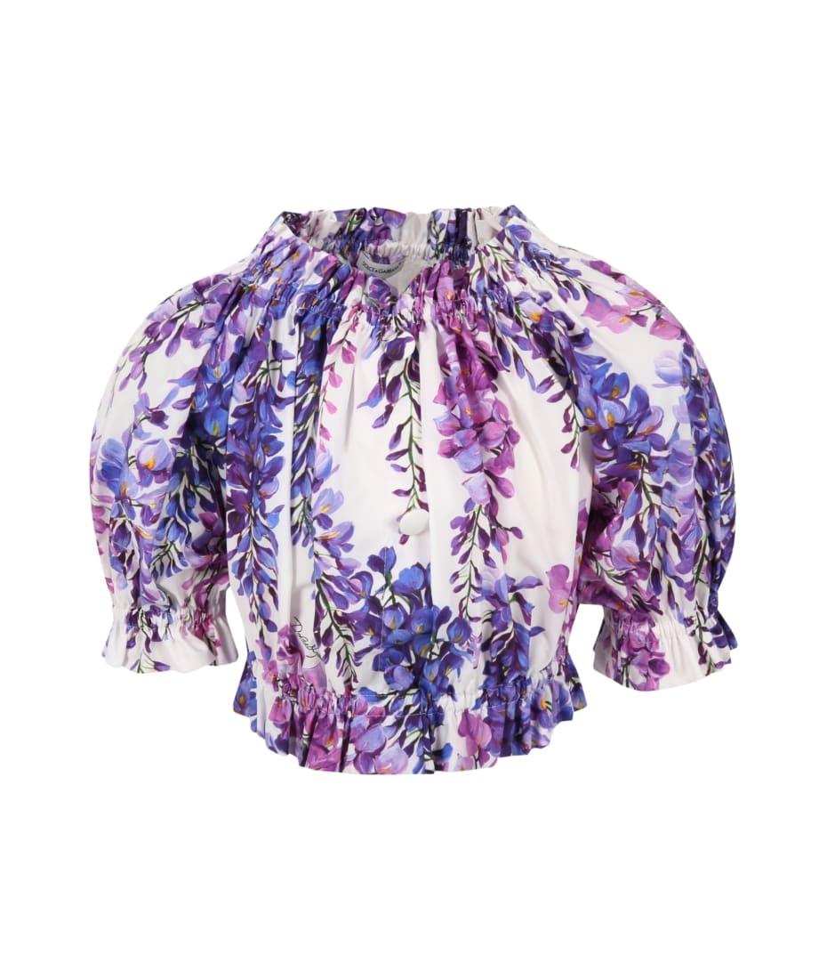 Dolce & Gabbana White Blouse For Girl With Wisteria | italist, ALWAYS LIKE  A SALE