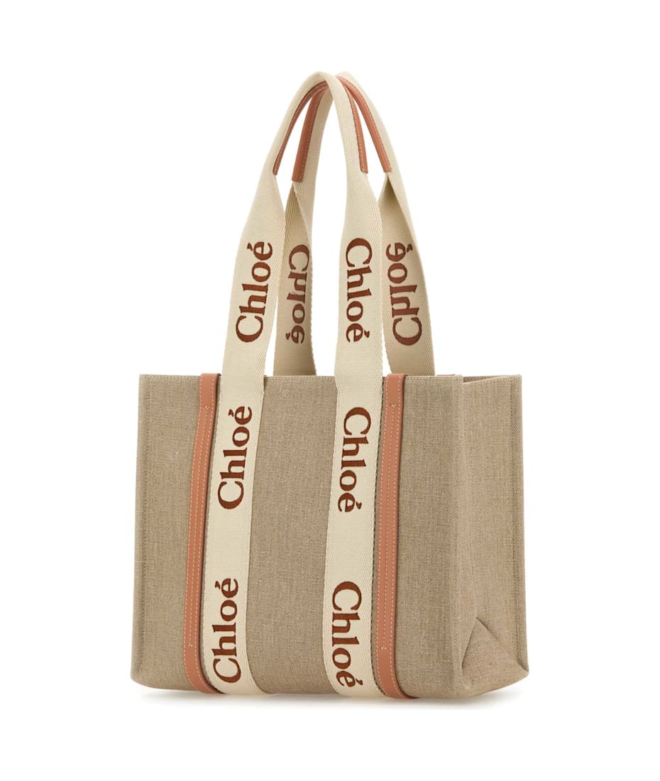 【関税&送料込】Chloe Multicolor Linen Medium Woody Shopping Chloé Multicolor Linen Medium Woody Shopping Bag | italist