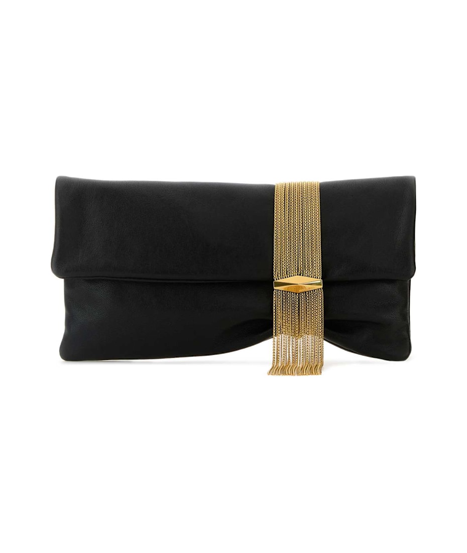 ショルダーバッグ・ポシェット JIMMY CHOO Black Leather Zendra Clutch Zandra | Black Vintage Metallic Leather Clutch Bag | JIMMY CHOO
