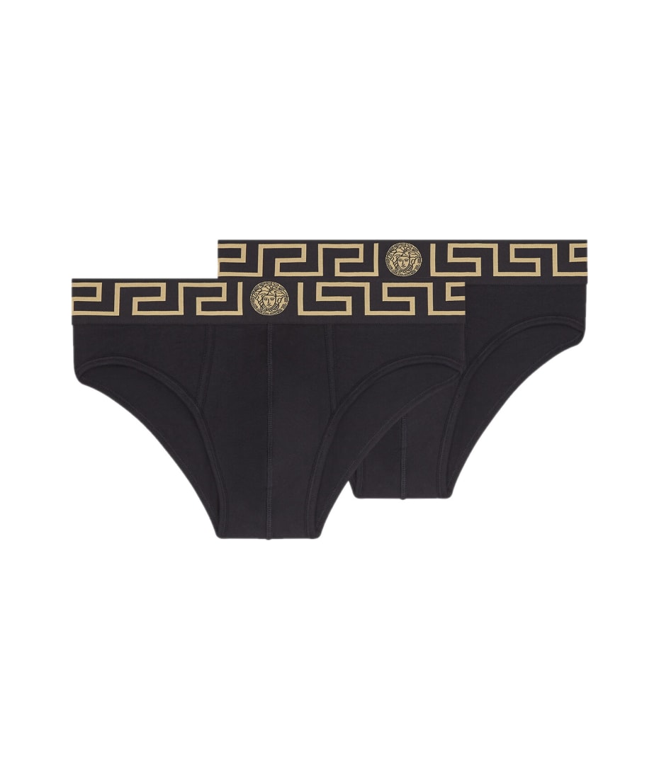 Mens Underwear Versace Underwear Black Versace Cotton Slip in Nero for Men 