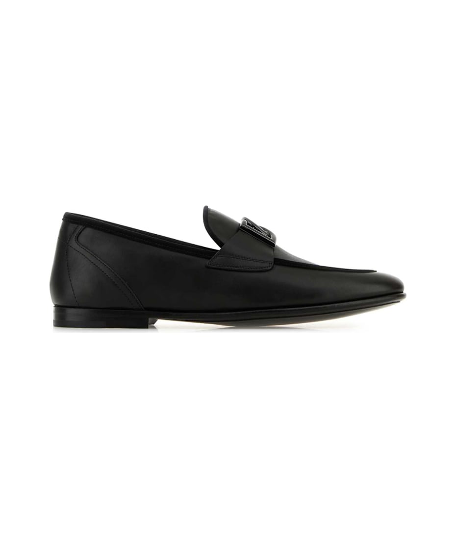 【関税込み】Dolce&Gabbana ブラック Erice ローファー Dolce & Gabbana Black Leather Erice Loafers | italist