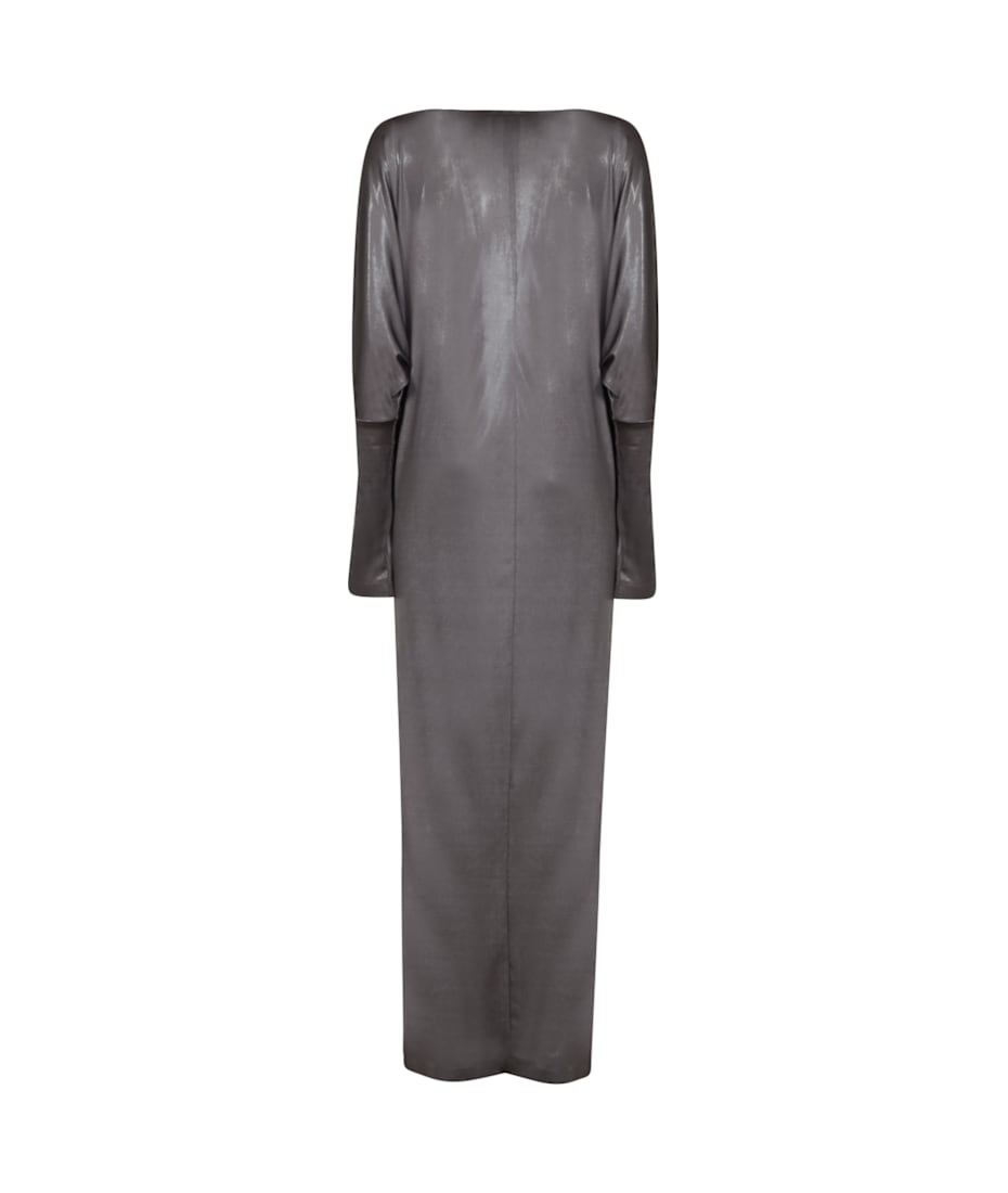 Norma Kamali Grey Long Wrap Side Slit Dress | italist