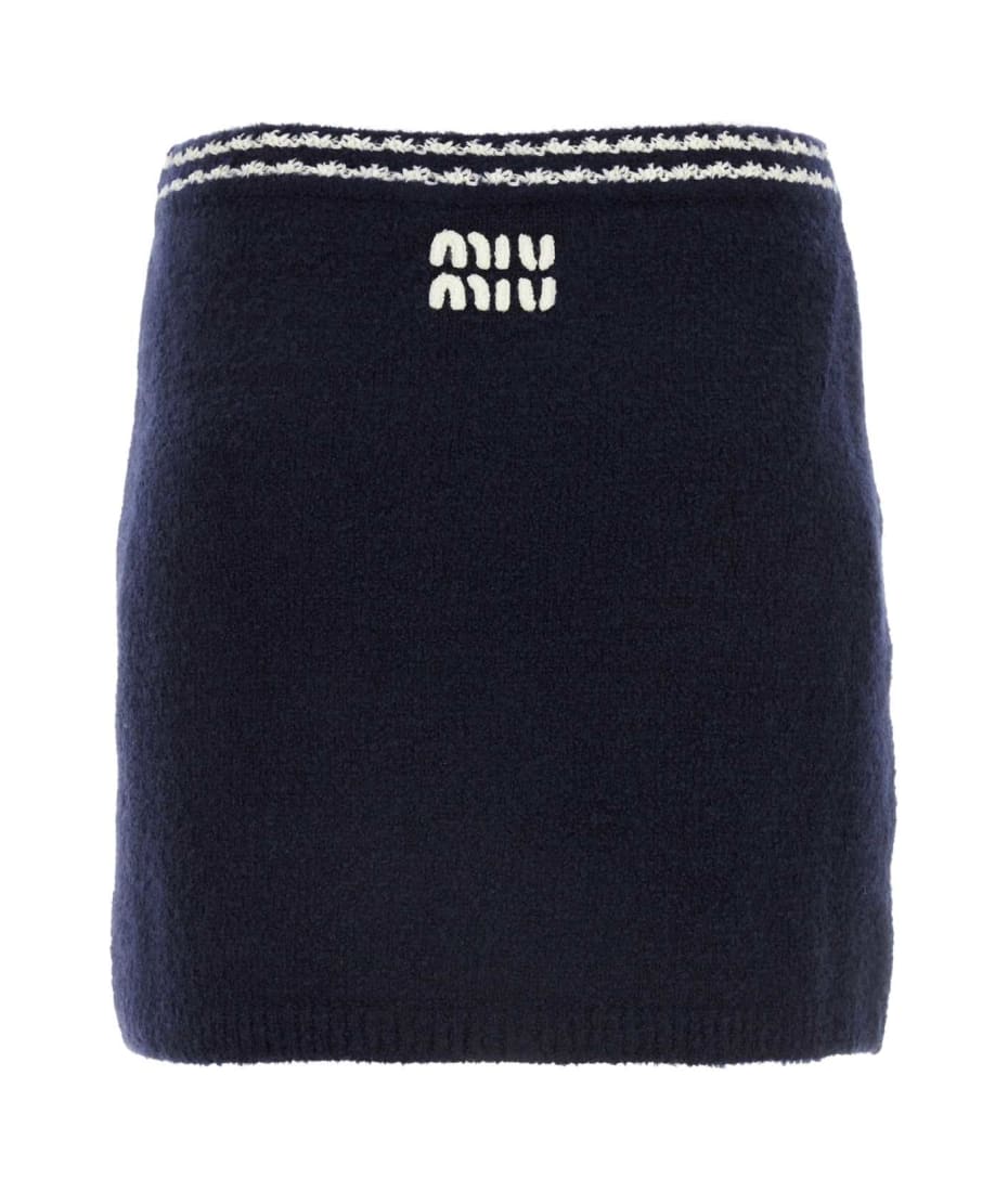 ミニスカート Miu Miu Dark Blue Wool Blend Mini Skirt Wool and cashmere miniskirt in blue - Miu Miu | Mytheresa