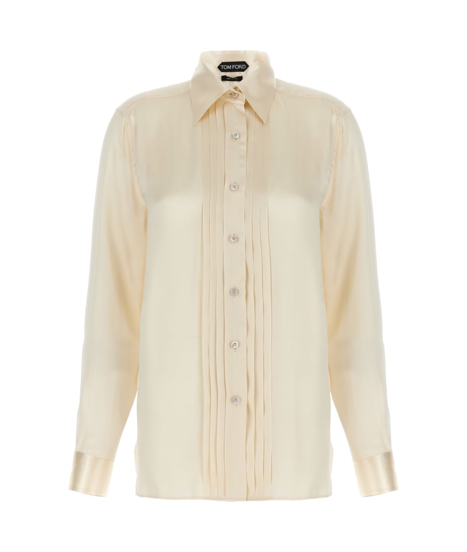 Tシャツ・カットソー TOM FORD SS24 Pleated plastron shirt (CA3269FAX1190 JB569) Tom Ford Pleated Plastron Shirt | italist
