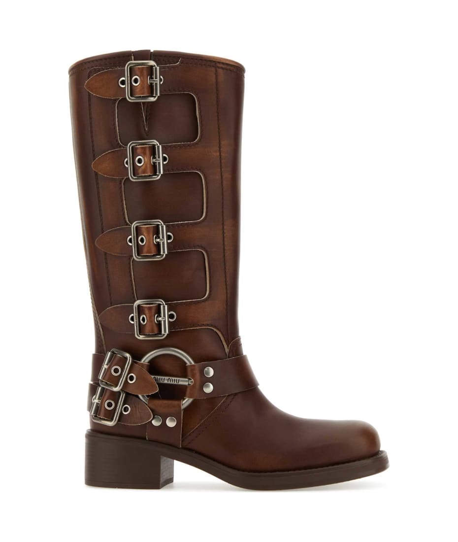 Miu Miu Brown Leather Boots | italist