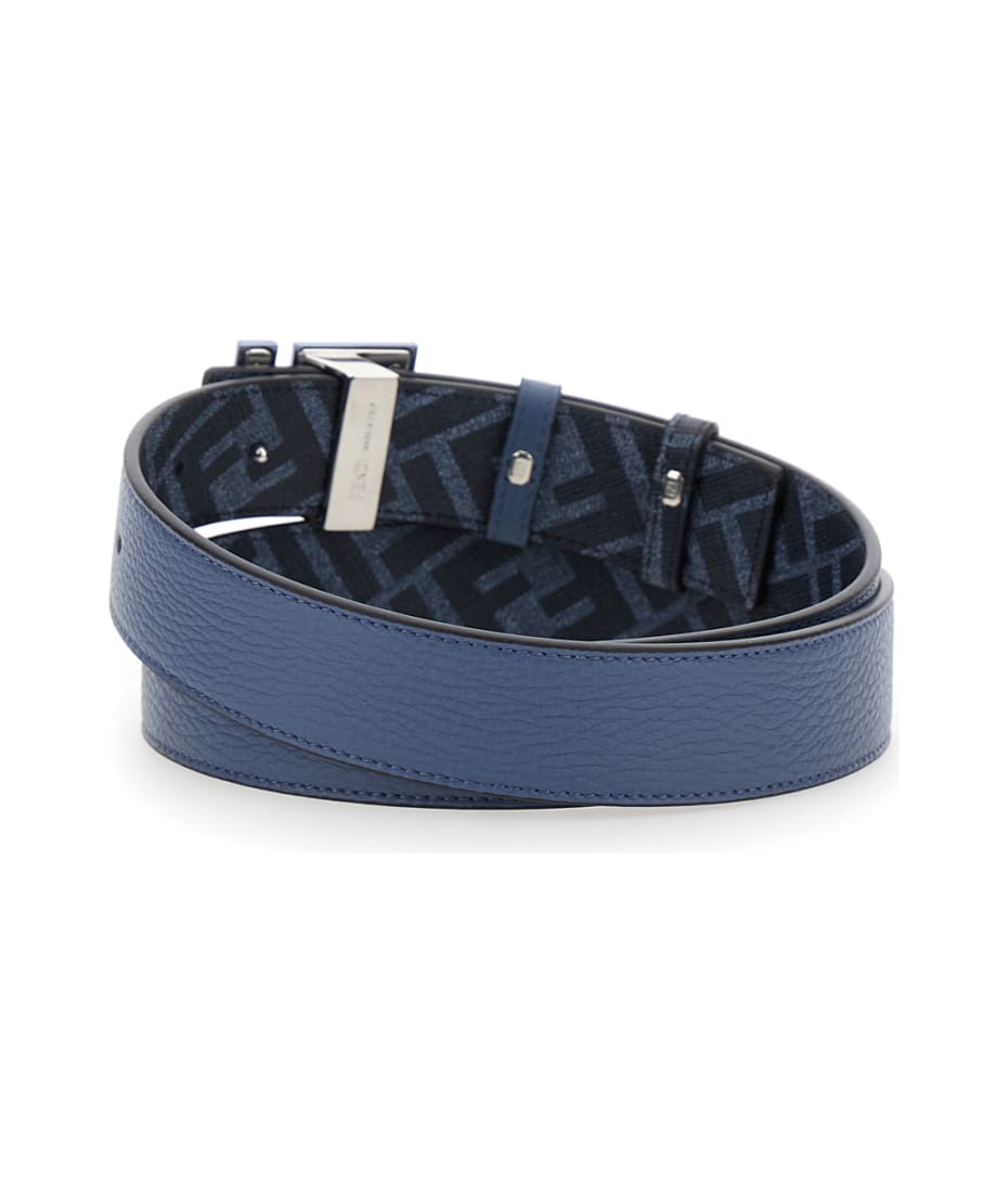Fendi Reversible Belt With Ff Rounded Buckle In Leather And