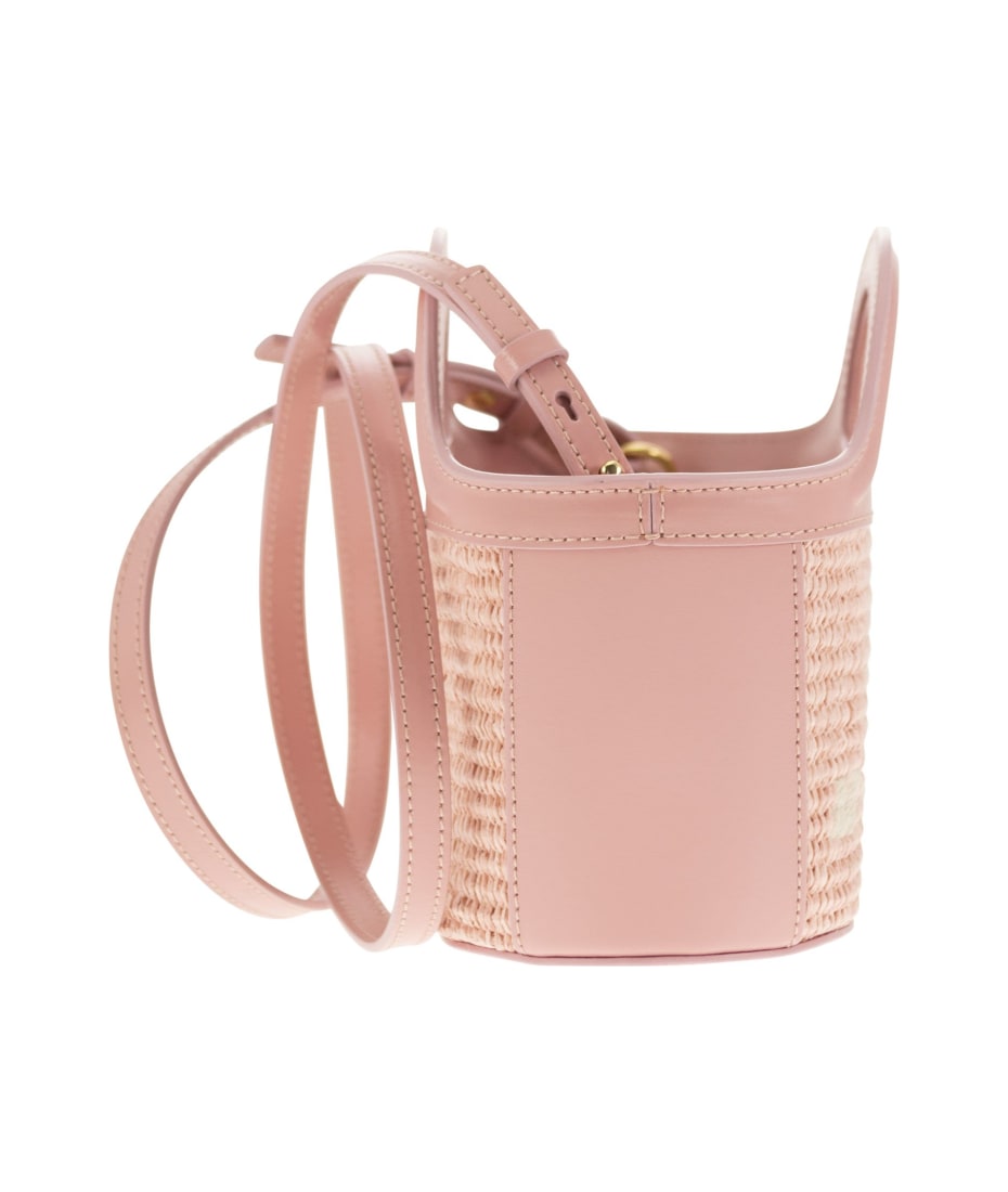 Marni Tropicalia Micro Hand Bag In Rose-pink Raffia