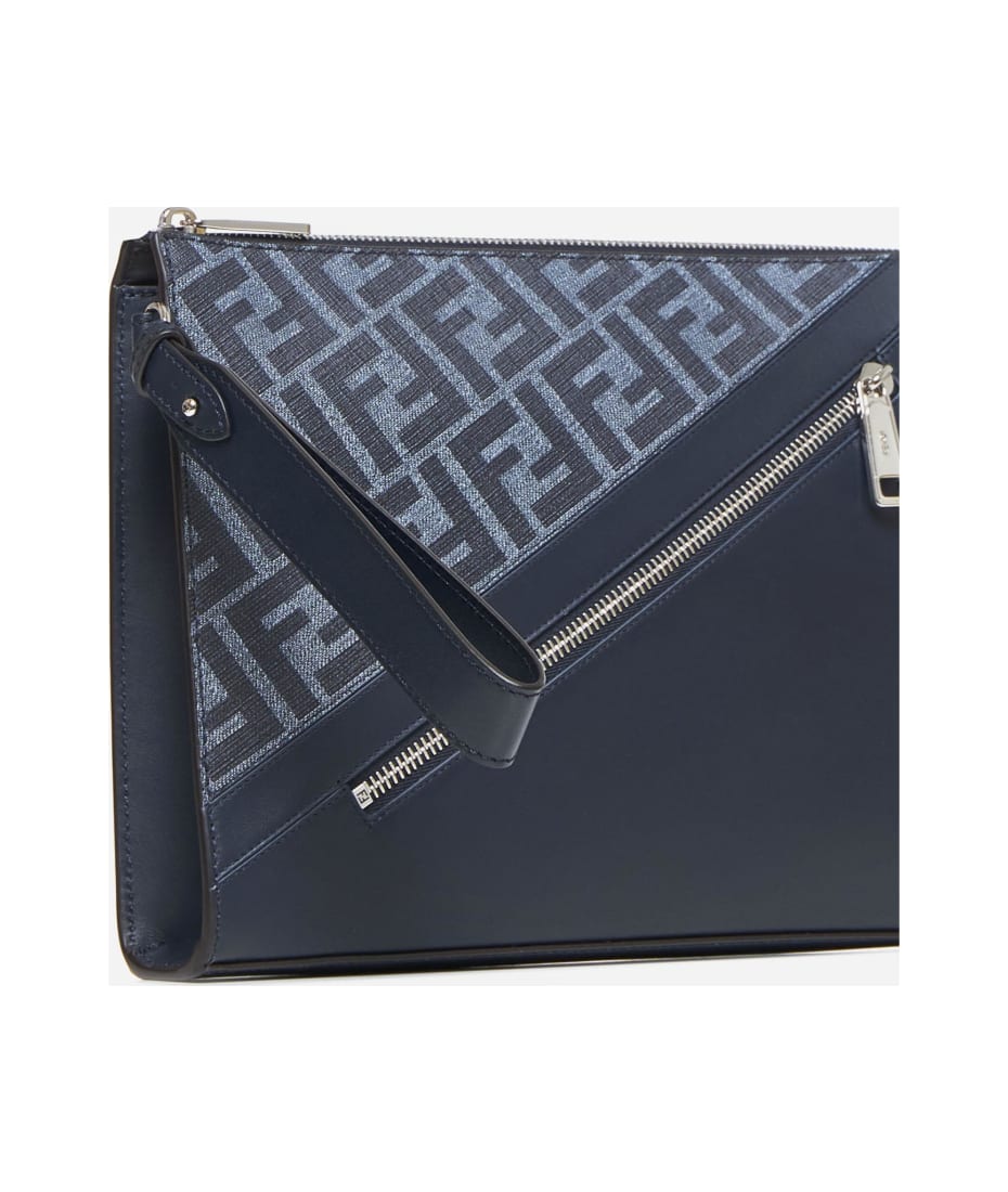 Fendi Leather And Ff Fabric Clutch Bag | italist