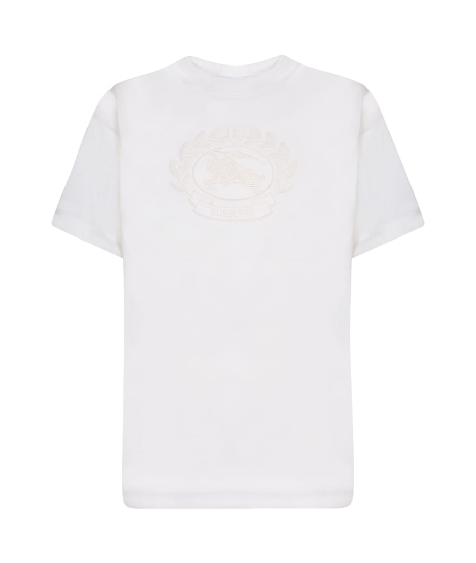 【送料&関税込】Burberry Knight Logo White T-shirt Knight Stamp Cotton T-shirt in Chalk white - Men | Burberry
