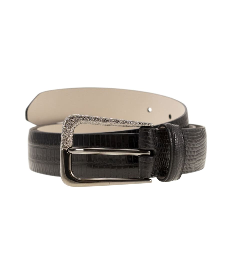 BRUNELLO CUCINELLI ブラックレザーベルト M Brunello Cucinelli - Black Leather Belt | Mitchell Stores