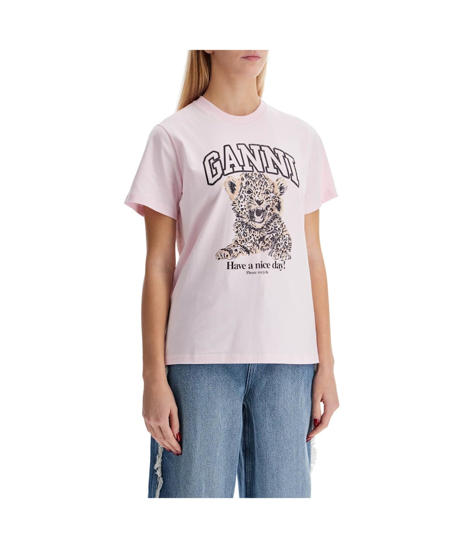 Ganni Leopard Print T-shirt With | italist