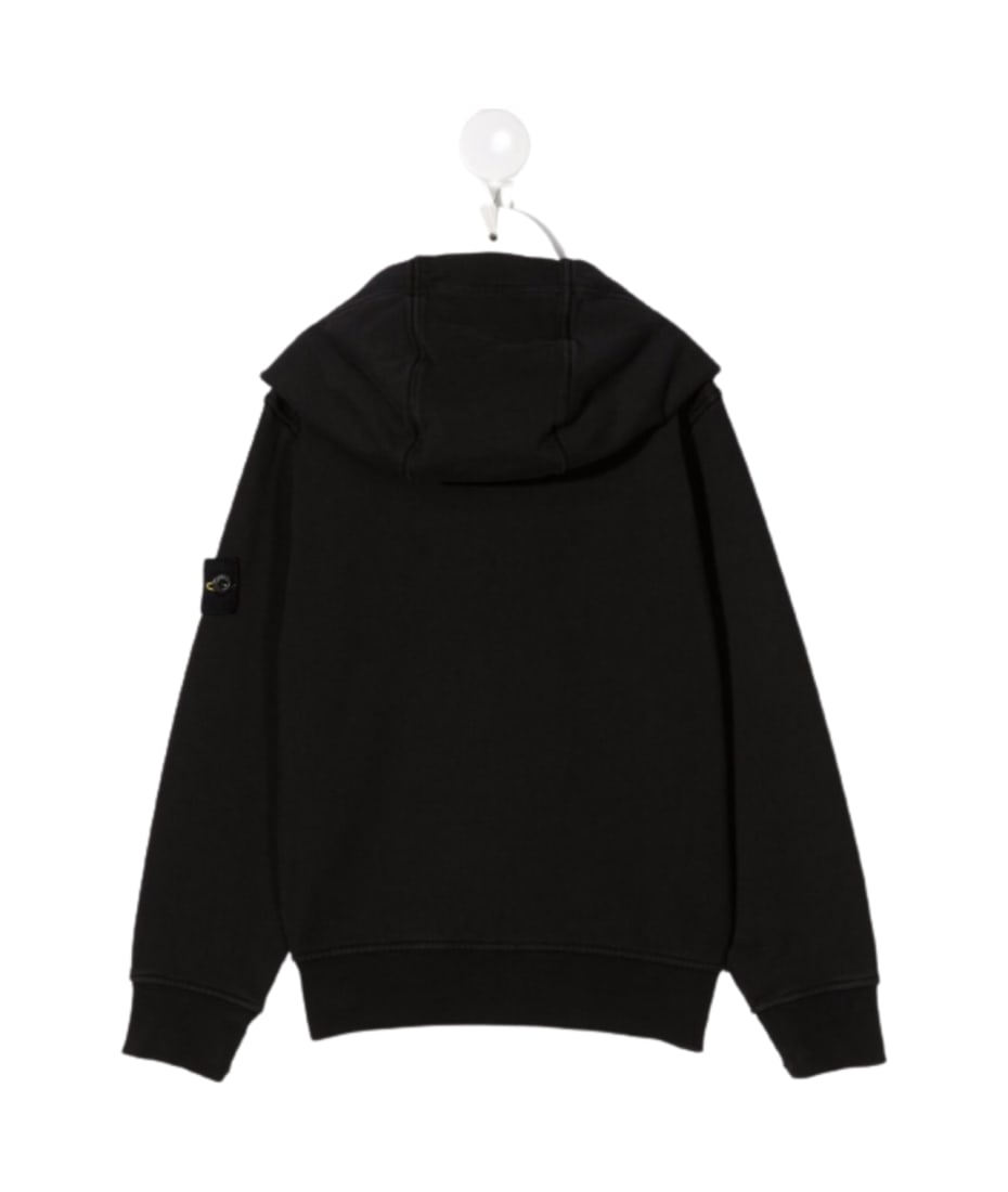 Stone Island Junior Stone Island Kids Boy's Black Cotton Hoodie