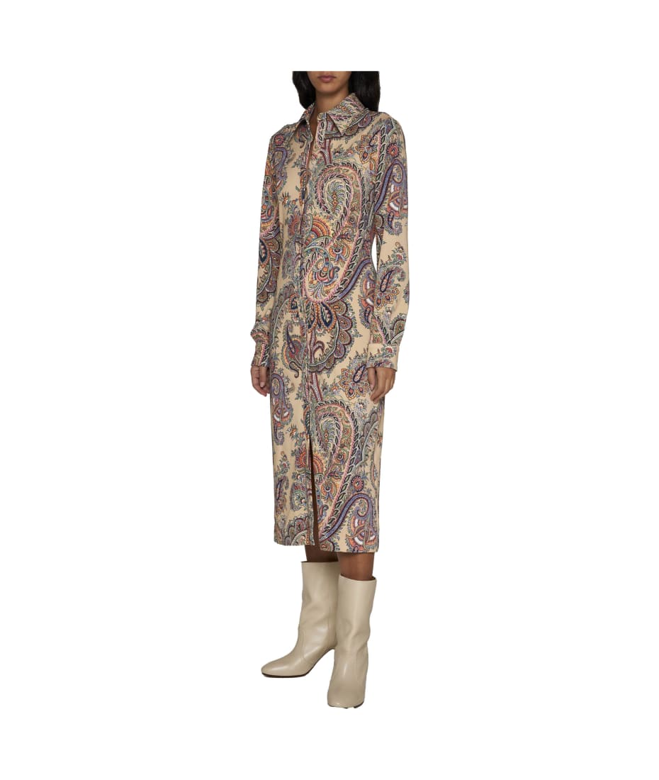 ワンピース ETRO Flounced cotton dress Beige Etro Flounced Cotton Dress in White | Lyst