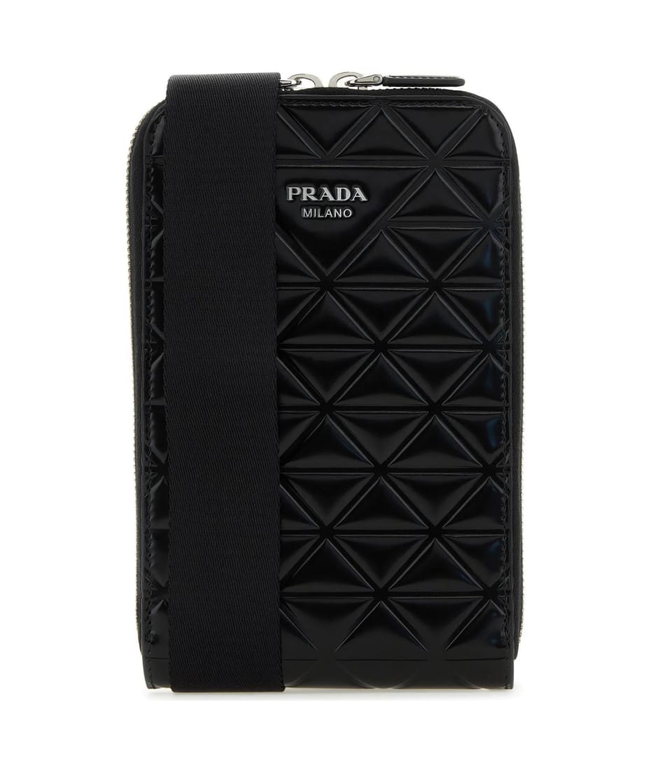 PRADA ブラックレザー iPhoneケース Prada Black Leather Phone Case | italist