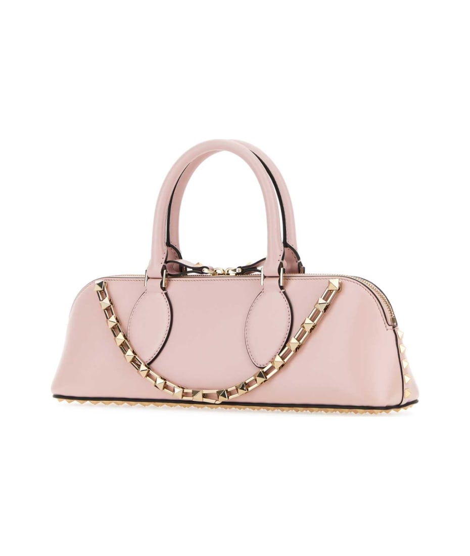 【関税&送料込】Valentino Garavani Powder Pink Leather Balle Valentino Garavani Rockstud Shoulder Bag