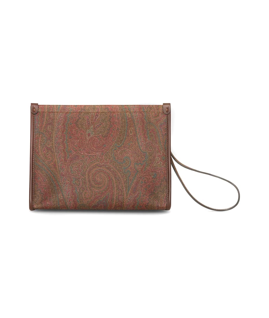 ETRO｜CLUTCHES (Medium Jacquard Pouch with Apples (1H784 Etro Medium Jacquard Pouch With Apples In Navy | Editorialist