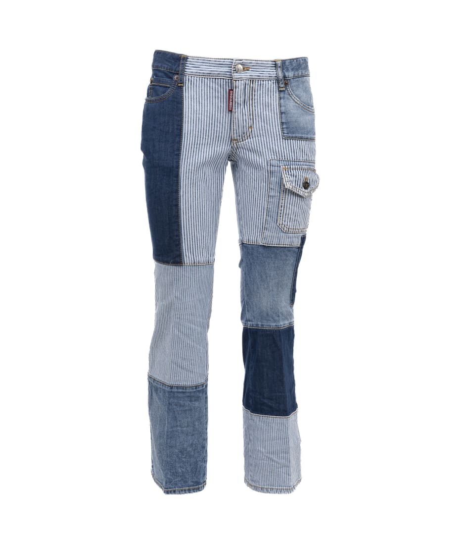 patchwork bell bottom jeans