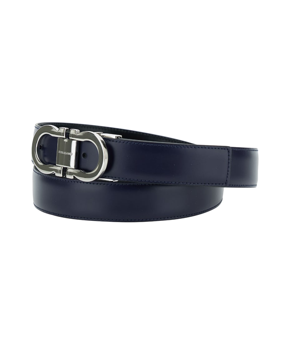 Ferragamo Gancini buckle-fastening leather belt - Blue
