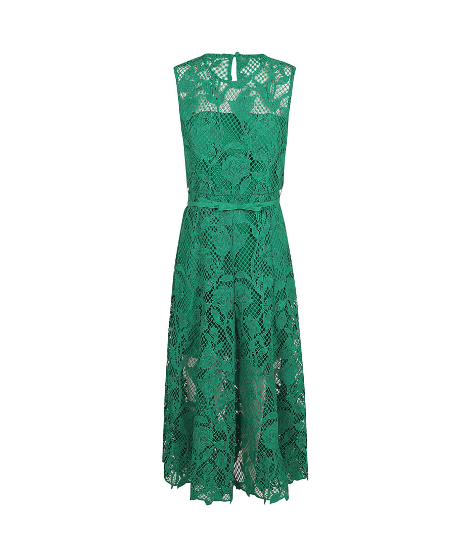 self-portrait Green Lace Sleeveless Midi Dress | italist, ALWAYS LIKE A SALE self-portrait Green Lace Sleeveless Midi Dress | italist, ALWAYS LIKE A SALE