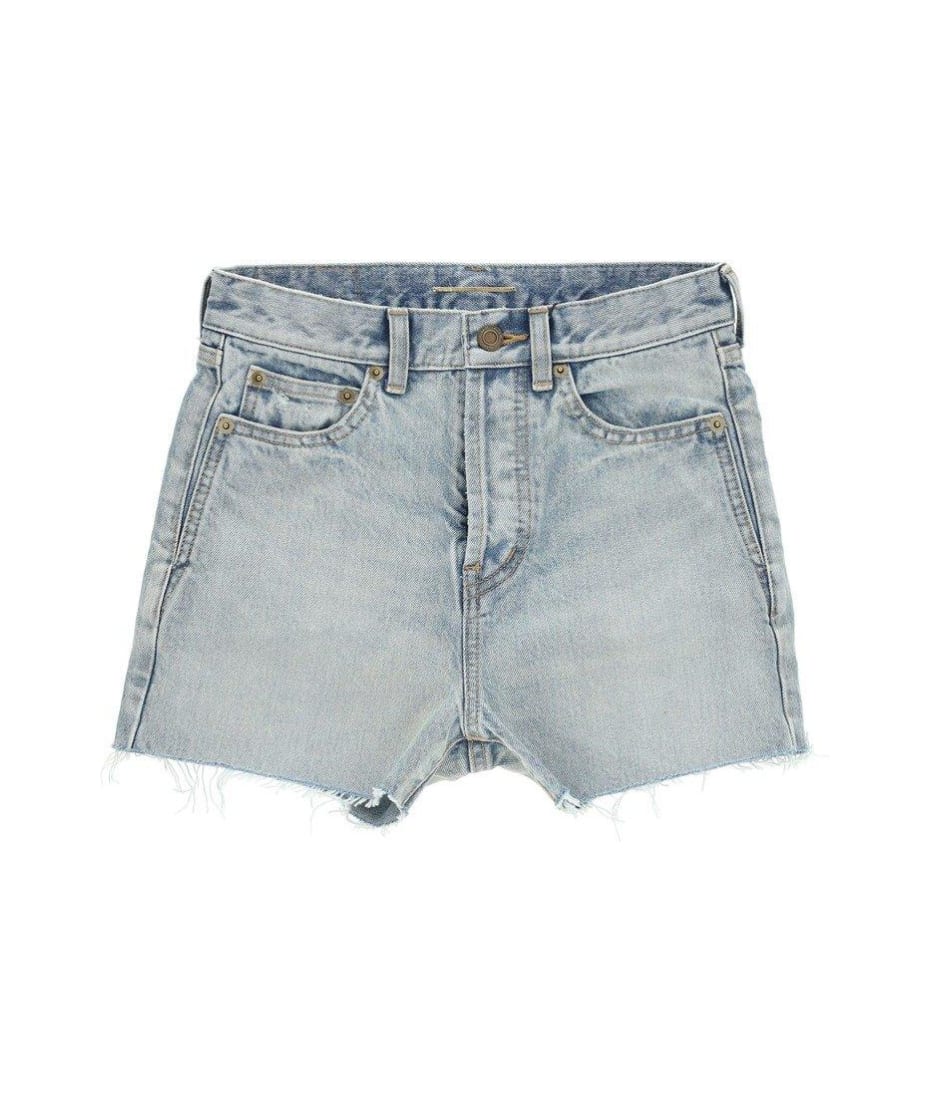 SHEIN High Waist Ripped Raw Trim Denim Shorts