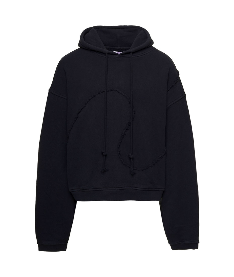 ERL 'swirl' Black Hoodie With Tone On Tone Detail In Cotton