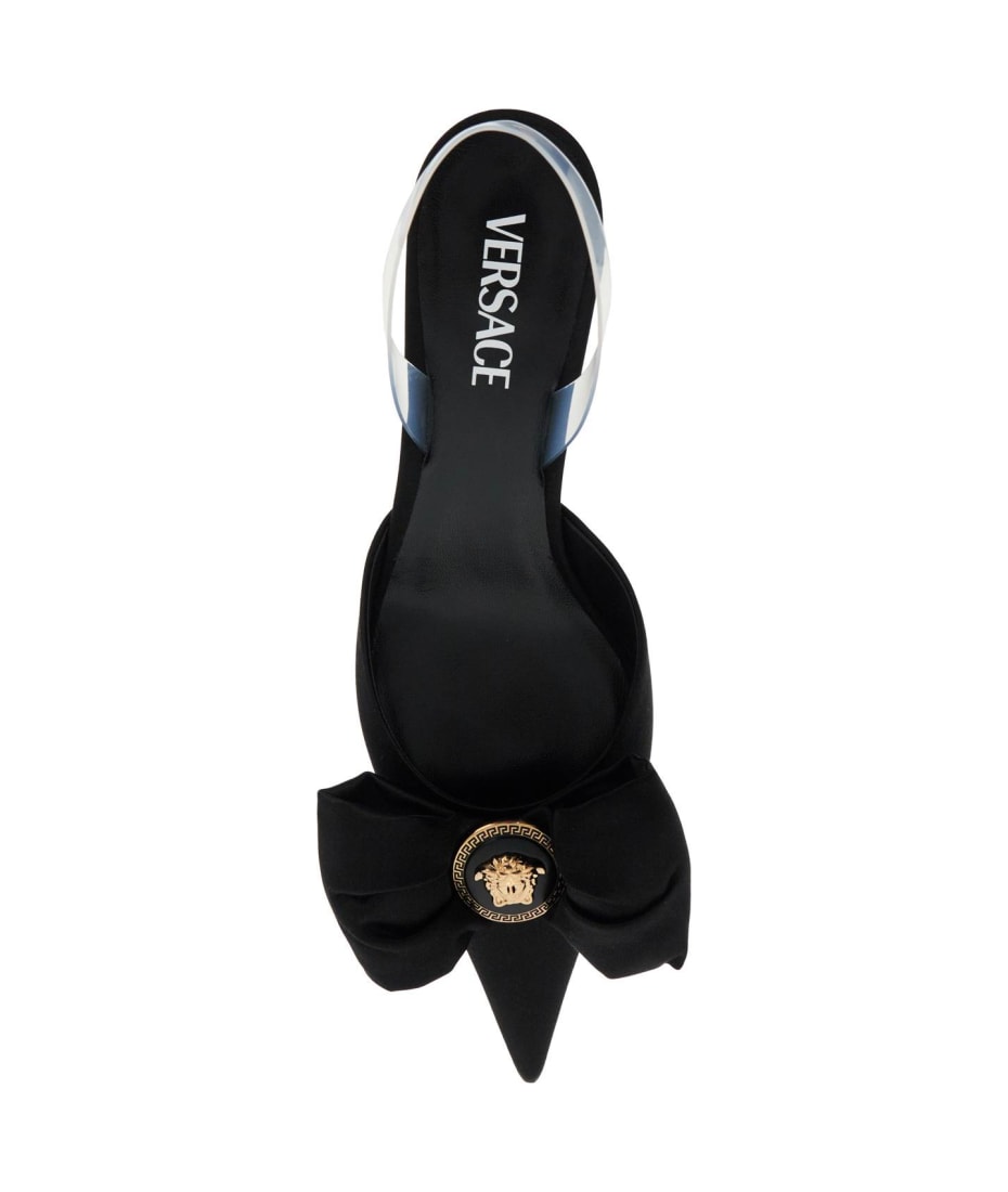 【VERSACE】 Alia Slingback Pumps Versace Alia patent leather slingback loafer pumps Versace