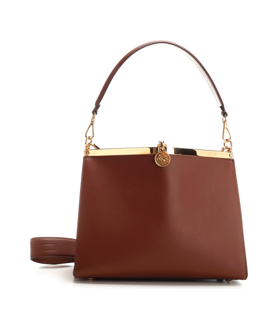 Etro Medium Vela Leather Shoulder Bag in Brown