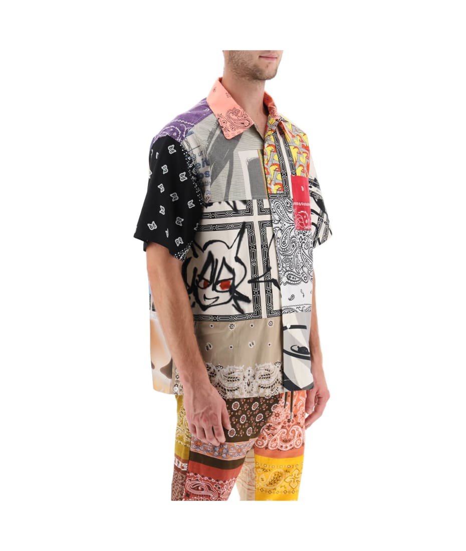 Men's Short-sleeved Patchwork Shirt With Bandana Prints by Children Of The  Discordance