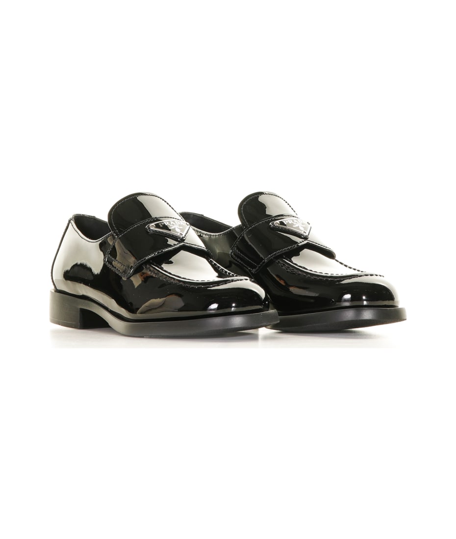Prada Logo Patent Loafers | italist