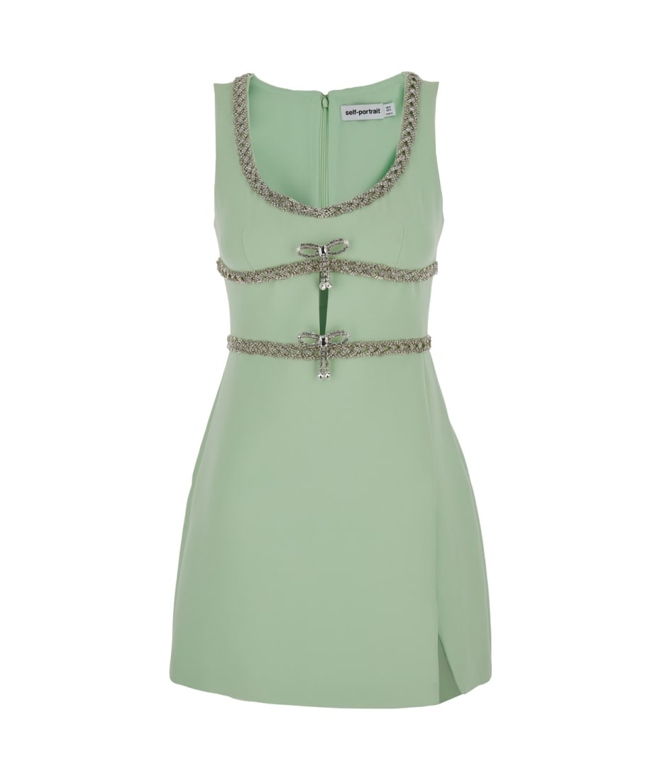 self-portrait Mini Mint Green Dress With Bows And Crystals