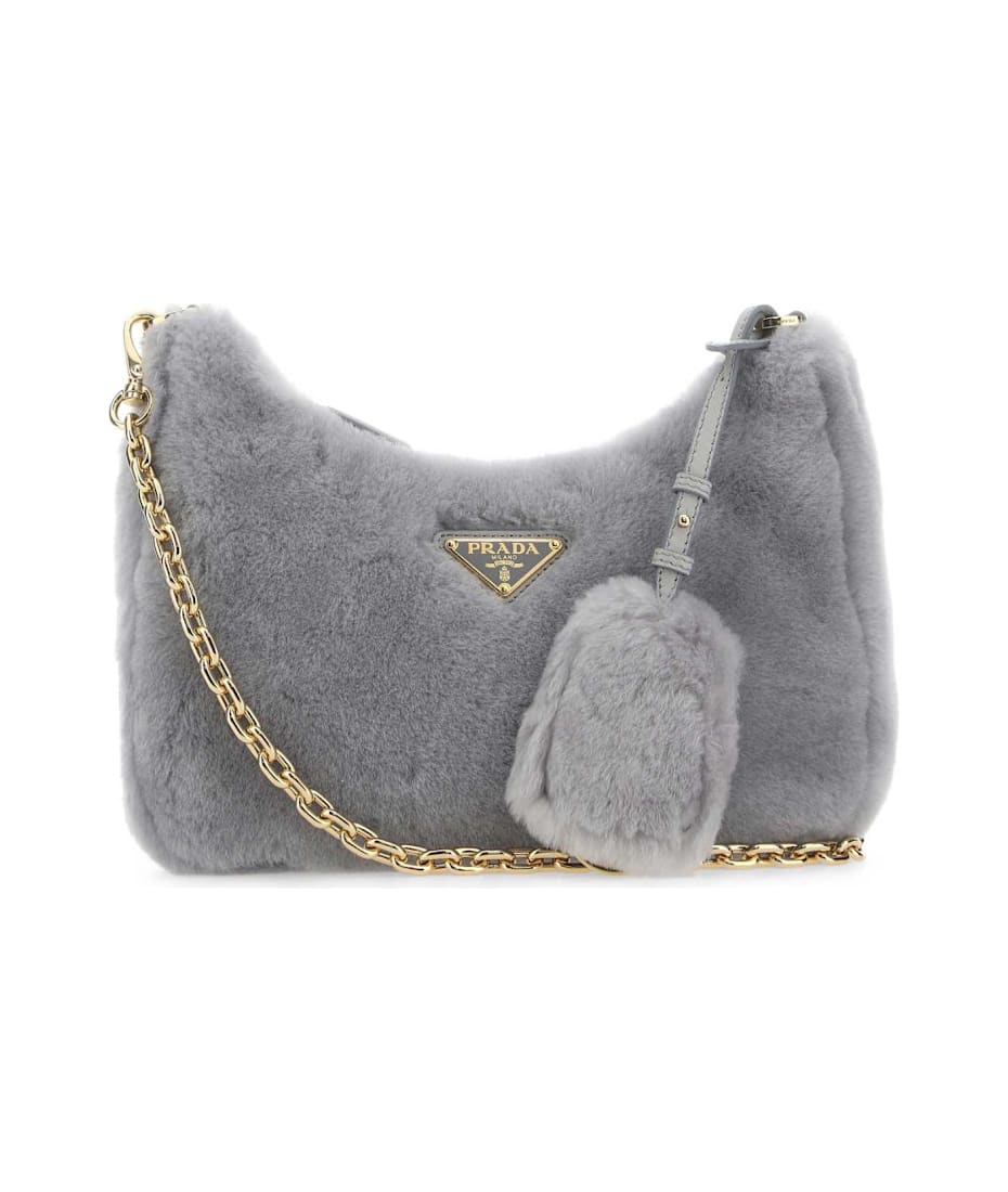 トートバッグ PRADA Light Grey Shearling Shoulder Bag Prada Light Grey Shearling Shoulder Bag | italist