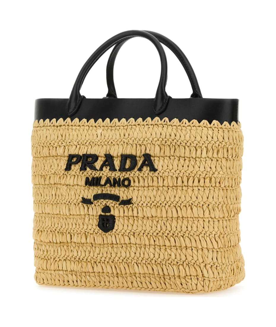 Prada Raffia Handbag - NATURALENERO