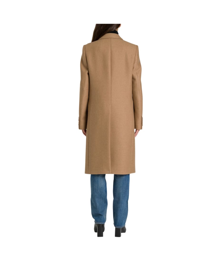 Celine Double-breasted Chesterfield Coat In Camel Hair
