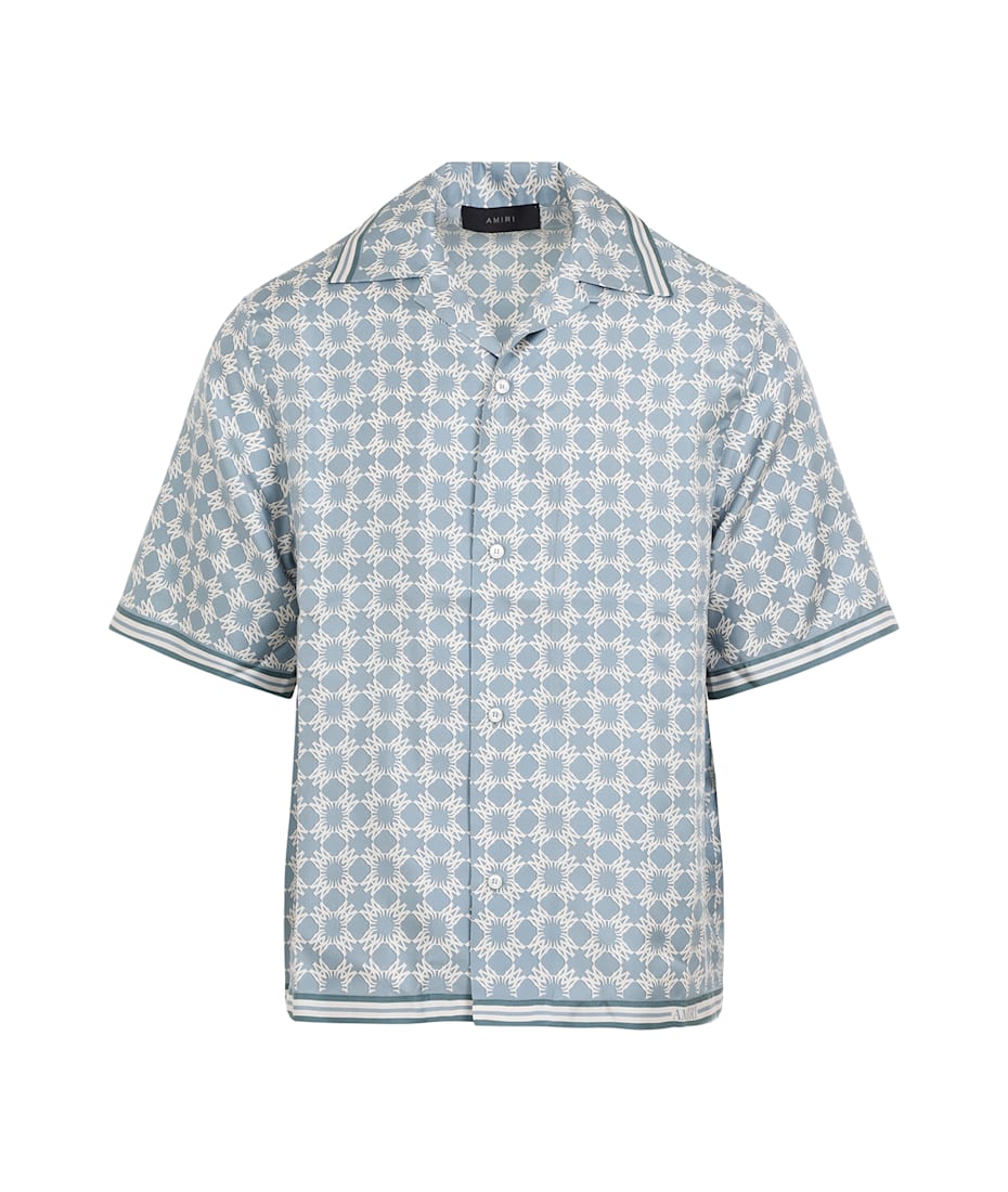 AMIRI MA Quad デニム ベースボールシャツ 人気 AMIRI Ma Quad Bowling Shirt | italist